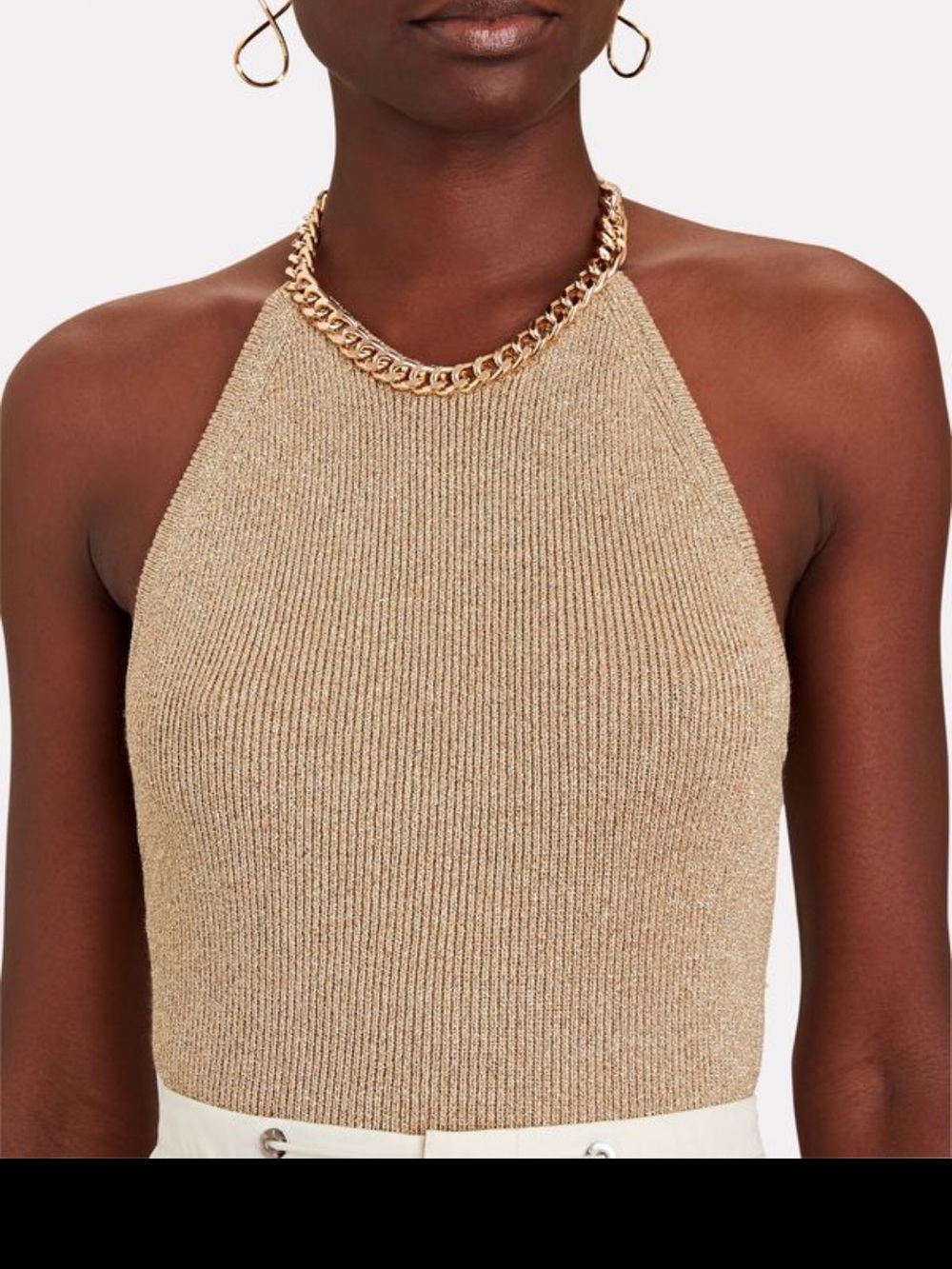 INTERMIX Gold Metallic Halter Tank Top NWT sz XL